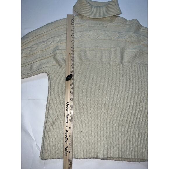 JOA Chunky Sweater Women Size Small Cream Cable Knit Ribbed Turtleneck Cabincore - Picture 7 of 13